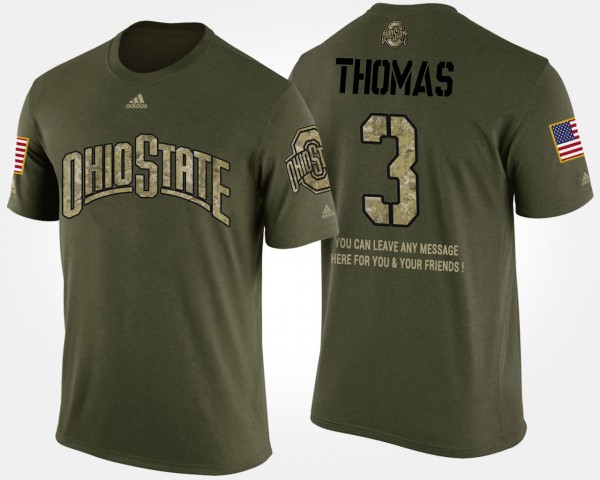 Ohio State Buckeyes Michael Thomas Men's #3 Short Sleeve Military Camo With Message College Football T-Shirt 2404ZXXY3